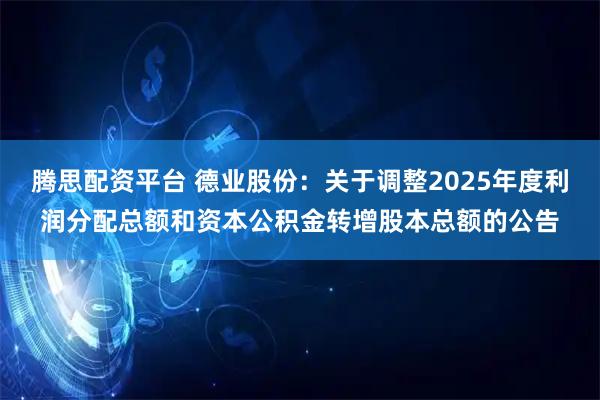 腾思配资平台 德业股份：关于调整2025年度利润分配总额和资本公积金转增股本总额的公告